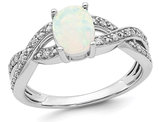 2/5 Carat (ctw) Lab-Created Opal Ring in 14K White Gold